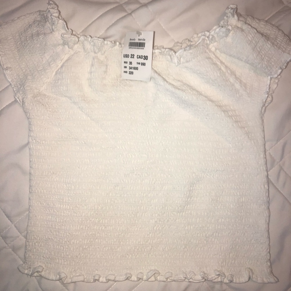 White Ribbed Brandy Melville Crop